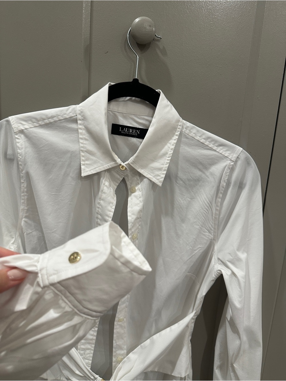 Lauren Ralph Lauren White Tie-Waist Button-Down Shirt - Picture 4 of 7
